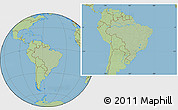 Savanna Style Location Map of Brazil, hill shading inside