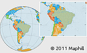 Savanna Style Location Map of Brazil, political outside, hill shading