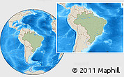 Savanna Style Location Map of Brazil, shaded relief outside, hill shading