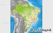 Physical Map of Brazil, desaturated, land only