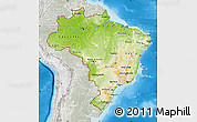 Physical Map of Brazil, lighten, semi-desaturated, land only