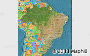 Satellite Map of Brazil, political outside, satellite sea