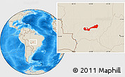 Shaded Relief Location Map of Cuiaba