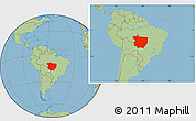 Savanna Style Location Map of Mato Grosso, within the entire country