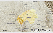 Physical 3D Map of Cordisburgo, semi-desaturated
