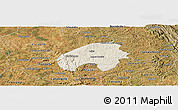 Shaded Relief Panoramic Map of Cordisburgo, satellite outside