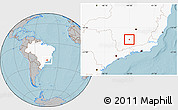 Gray Location Map of Itumirim, highlighted country, hill shading