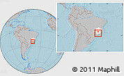 Gray Location Map of Itumirim, highlighted parent region, within the entire country, hill shading