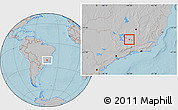 Gray Location Map of Itumirim, hill shading