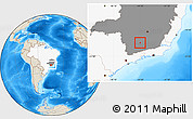 Shaded Relief Location Map of Itumirim, highlighted country, highlighted parent region