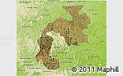 Satellite 3D Map of Mantena, physical outside