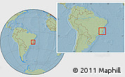 Savanna Style Location Map of Mantena, within the entire country, hill shading