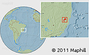 Savanna Style Location Map of Mantena, hill shading