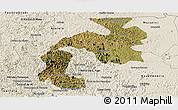 Satellite Panoramic Map of Mantena, shaded relief outside