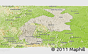 Shaded Relief Panoramic Map of Mantena, physical outside