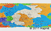 Shaded Relief Panoramic Map of Mantena, political outside