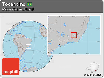Gray Location Map of Tocantins