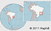 Gray Location Map of Tocantins, highlighted country, within the entire country, hill shading