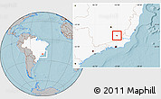 Gray Location Map of Tocantins, highlighted country, hill shading