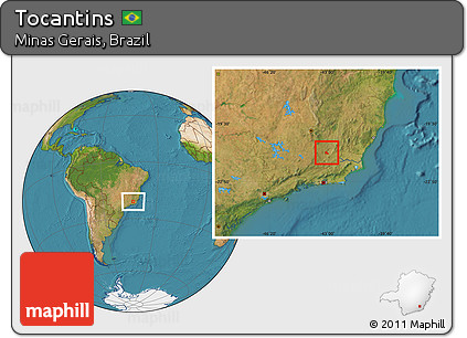 Satellite Location Map of Tocantins