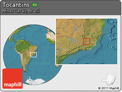 Satellite Location Map of Tocantins