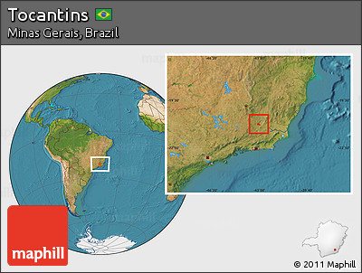 Satellite Location Map of Tocantins