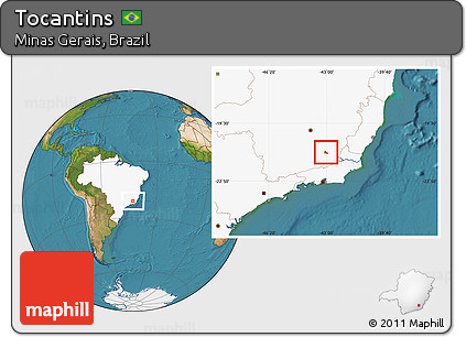 Satellite Location Map of Tocantins, highlighted country