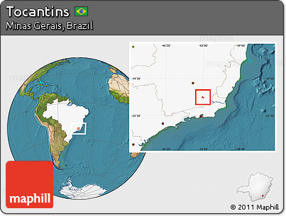 Satellite Location Map of Tocantins, highlighted country
