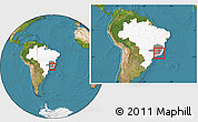 Satellite Location Map of Tocantins, highlighted country, highlighted parent region, within the entire country
