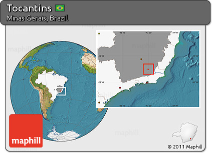 Satellite Location Map of Tocantins, highlighted country, highlighted parent region