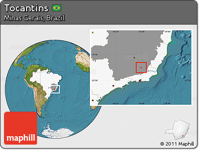 Satellite Location Map of Tocantins, highlighted country, highlighted parent region