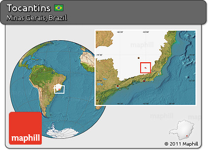 Satellite Location Map of Tocantins, highlighted parent region