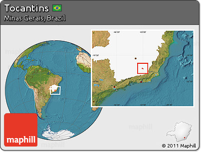 Satellite Location Map of Tocantins, highlighted parent region