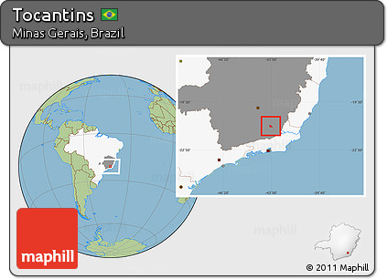 Savanna Style Location Map of Tocantins, highlighted country, highlighted parent region