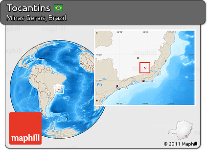 Shaded Relief Location Map of Tocantins, highlighted parent region