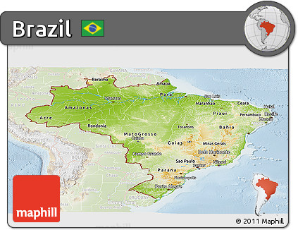 Physical Panoramic Map of Brazil, lighten
