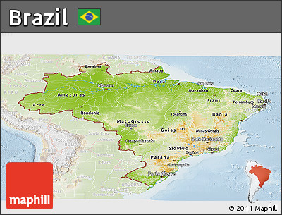 Physical Panoramic Map of Brazil, lighten