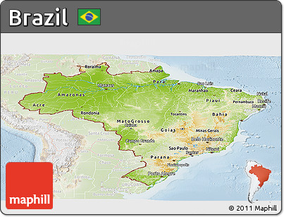 Physical Panoramic Map of Brazil, lighten