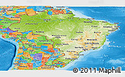 Physical Panoramic Map of Brazil, political outside