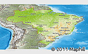 Physical Panoramic Map of Brazil, semi-desaturated, land only