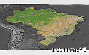 Satellite Panoramic Map of Brazil, darken, desaturated