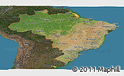 Satellite Panoramic Map of Brazil, darken, land only