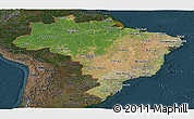 Satellite Panoramic Map of Brazil, darken