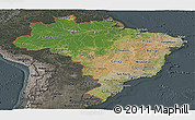 Satellite Panoramic Map of Brazil, darken, semi-desaturated