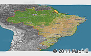 Satellite Panoramic Map of Brazil, desaturated, land only