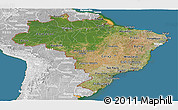 Satellite Panoramic Map of Brazil, lighten, desaturated, land only