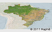 Satellite Panoramic Map of Brazil, lighten