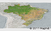 Satellite Panoramic Map of Brazil, lighten, semi-desaturated