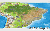 Satellite Panoramic Map of Brazil, physical outside