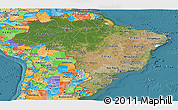 Satellite Panoramic Map of Brazil, political outside, satellite sea